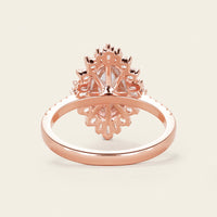 Marquise Moissanite Art Deco Rose Gold Halo Engagement Ring