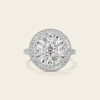 Round Art Deco Lab Diamond Halo Mosaic Ring