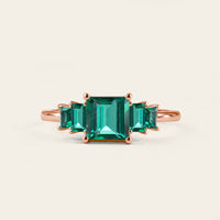 Art Deco All Emerald Engagement Ring Cluster Promise Ring