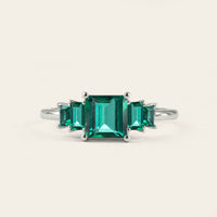 Art Deco All Emerald Engagement Ring Cluster Promise Ring