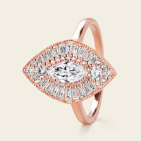 Marquise Mosaic Lab Diamond Baguette Halo Ring