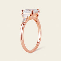 Vintage Asscher cut Moissanite Engagement Ring Rose Gold