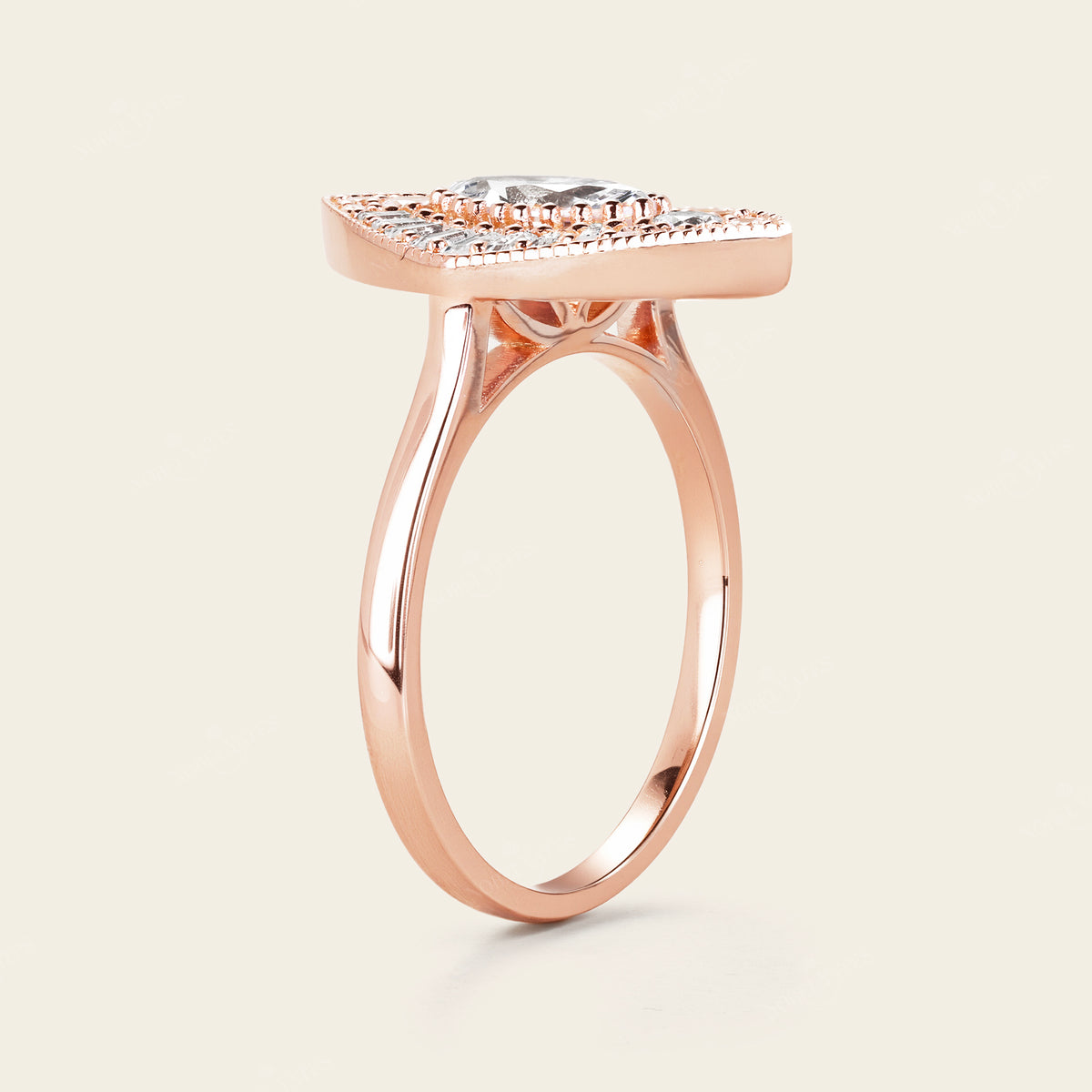 Marquise Mosaic Lab Diamond Baguette Halo Ring