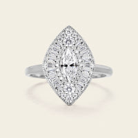 Marquise Mosaic Lab Diamond Baguette Halo Ring