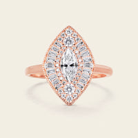 Marquise Mosaic Lab Diamond Baguette Halo Ring