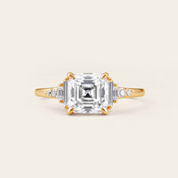 Vintage Asscher cut Moissanite Engagement Ring Rose Gold