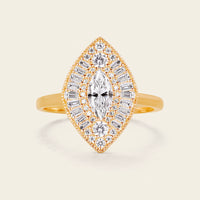 Marquise Mosaic Lab Diamond Baguette Halo Ring