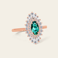 Marquise Cut Lab Emerald Unique Double Halo Art Deco Engagement Ring