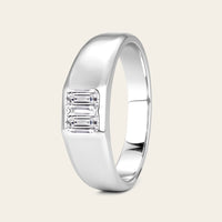 Two Emerald Cut Lab Grown Diamond Men's Engagement Ring