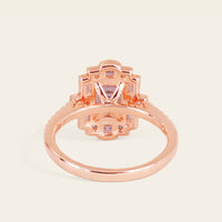 Emerald Cut Vintage Art Deco Pink Padparadscha Engagement Ring Rose Gold