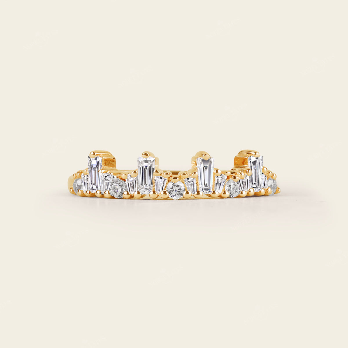 Baguette Lab Diamond Art Deco Crown Ring