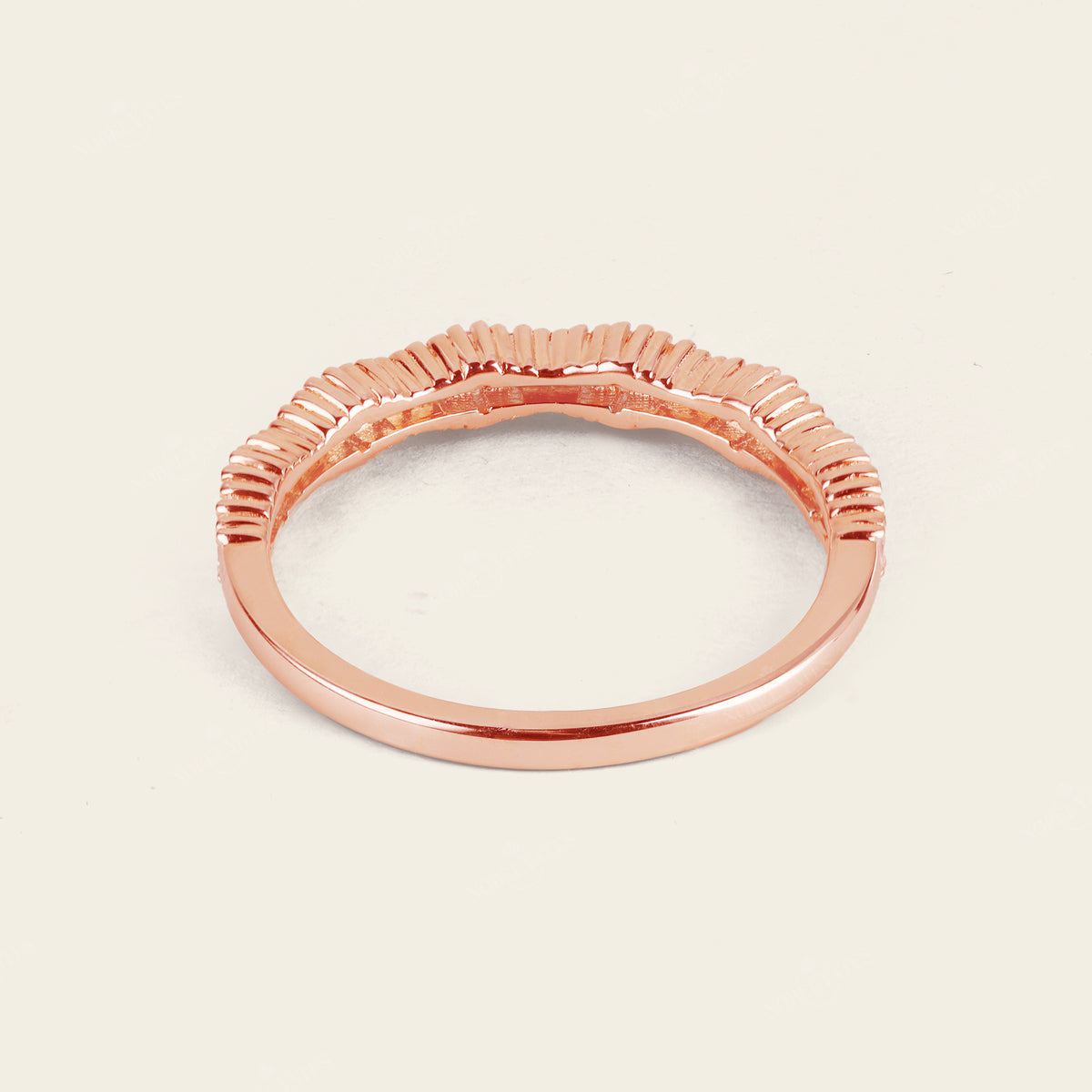 Art deco Baguette Diamond Straight Wedding Band Rose Gold