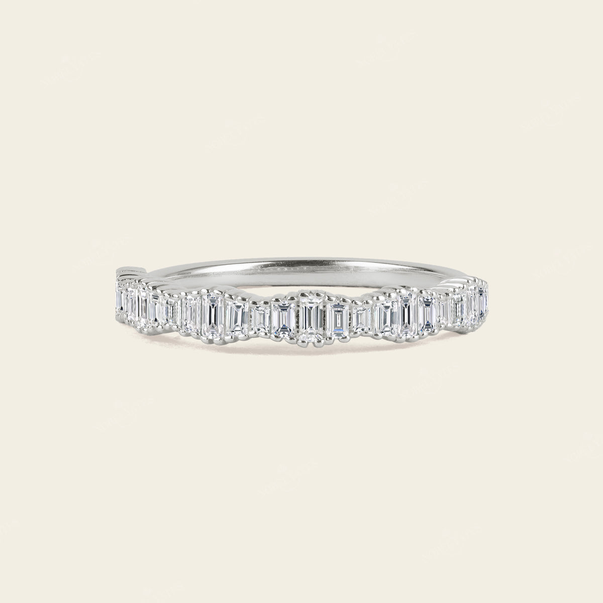 Art deco Baguette Diamond Straight Wedding Band Rose Gold