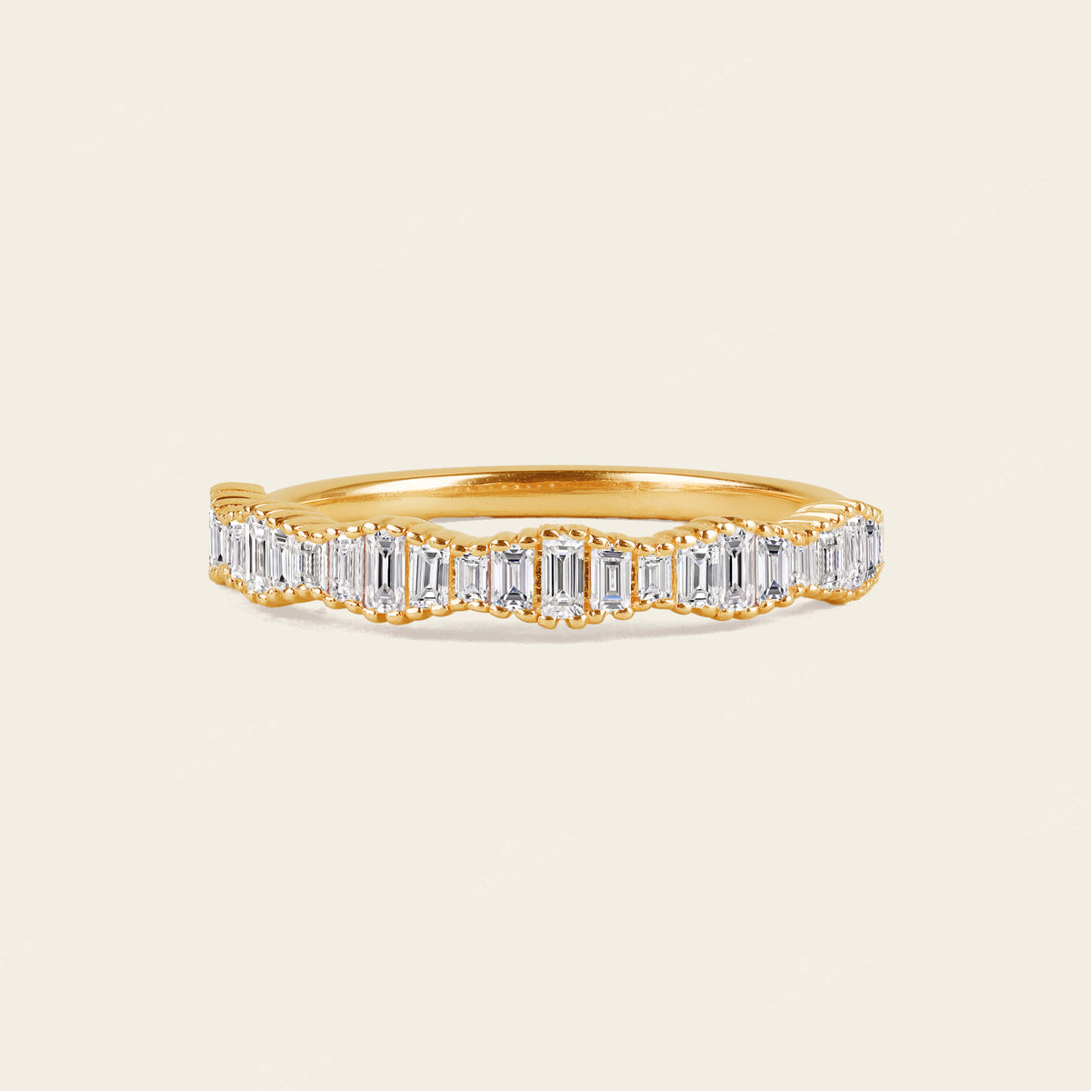 Art deco Baguette Diamond Straight Wedding Band Rose Gold