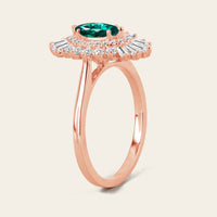 Marquise Cut Lab Emerald Unique Double Halo Art Deco Engagement Ring