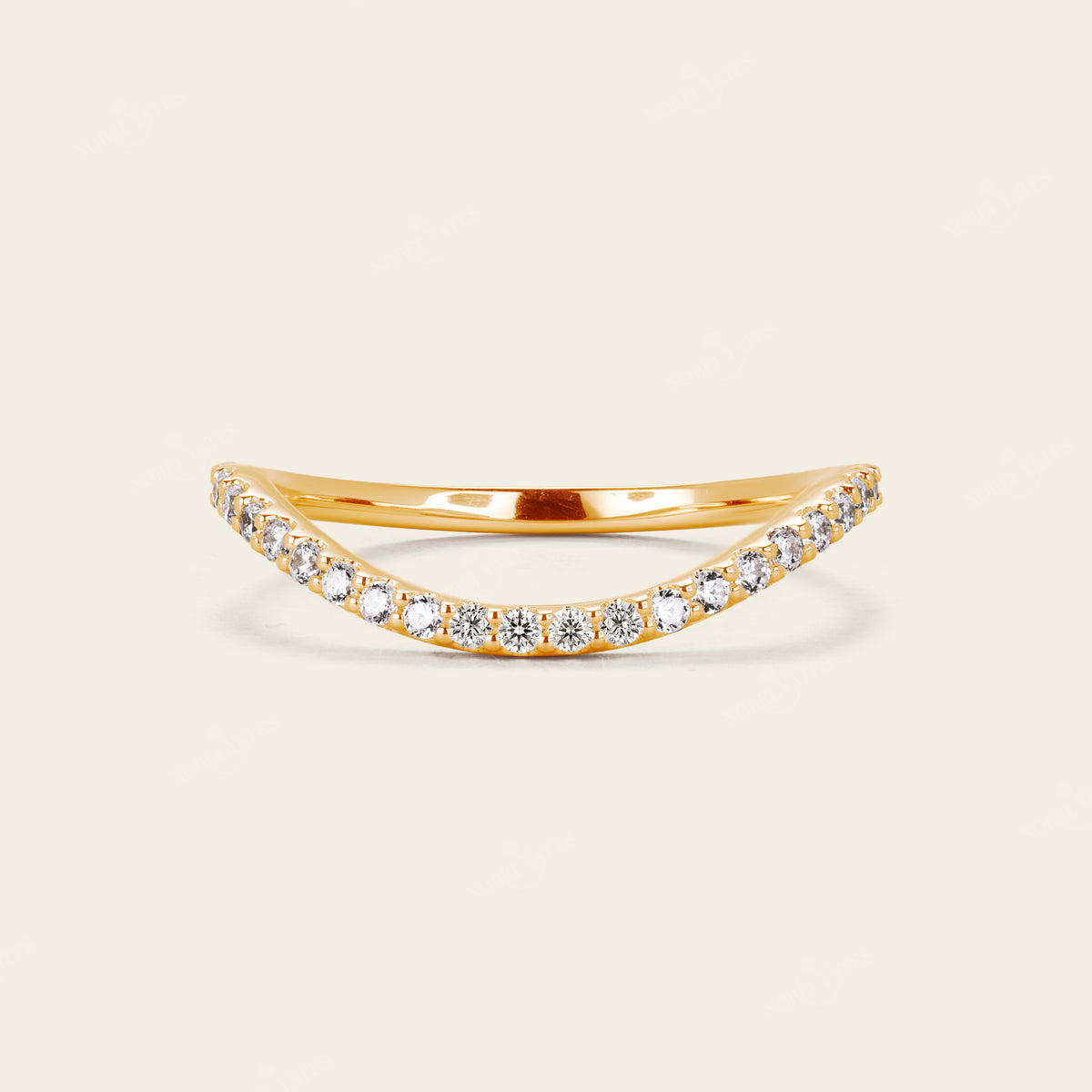 Pave Lab Diamond Chevron Stacking Wedding Band