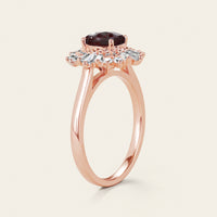 Lab Alexandrite Engagement Ring Diamond/CZ Halo Art Deco Rose Gold