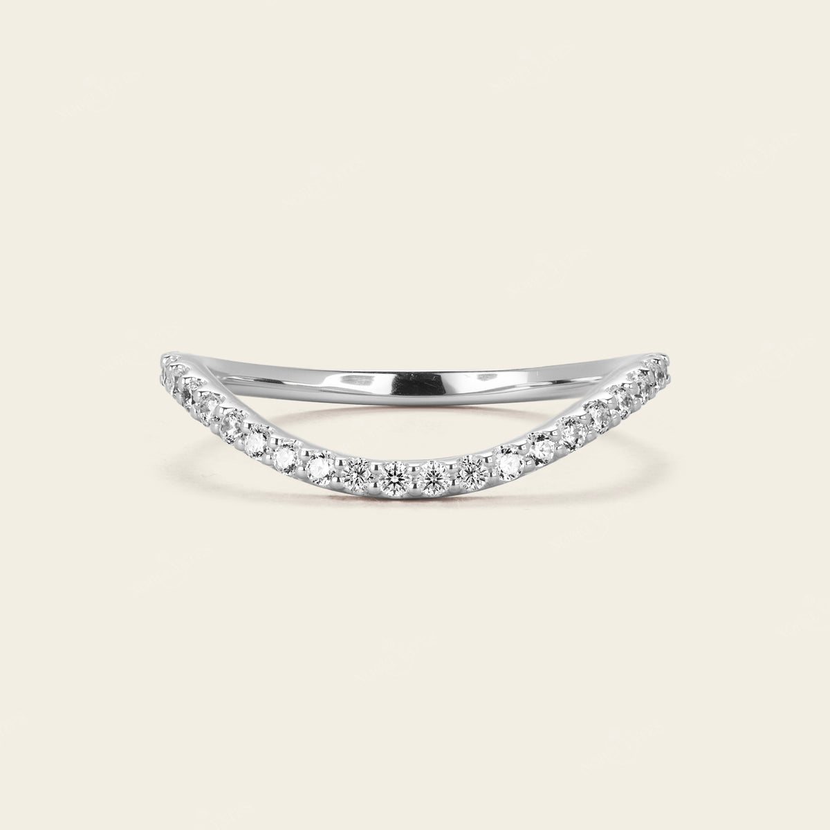 Pave Lab Diamond Chevron Stacking Wedding Band