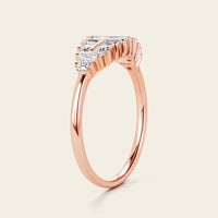 Art Deco Baguette Shape CZ Rose Gold Cluster Wedding Band