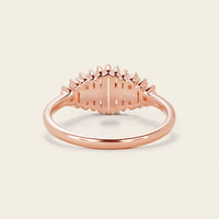 Art Deco Baguette Shape CZ Rose Gold Cluster Wedding Band