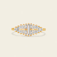 Art Deco Baguette Shape CZ Rose Gold Cluster Wedding Band