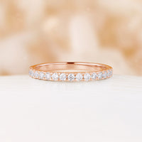 Classic Plain&Pave Couple Band Moissanite Rose Gold Couple Ring