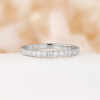 Classic Plain&Pave Couple Band Moissanite Rose Gold Couple Ring