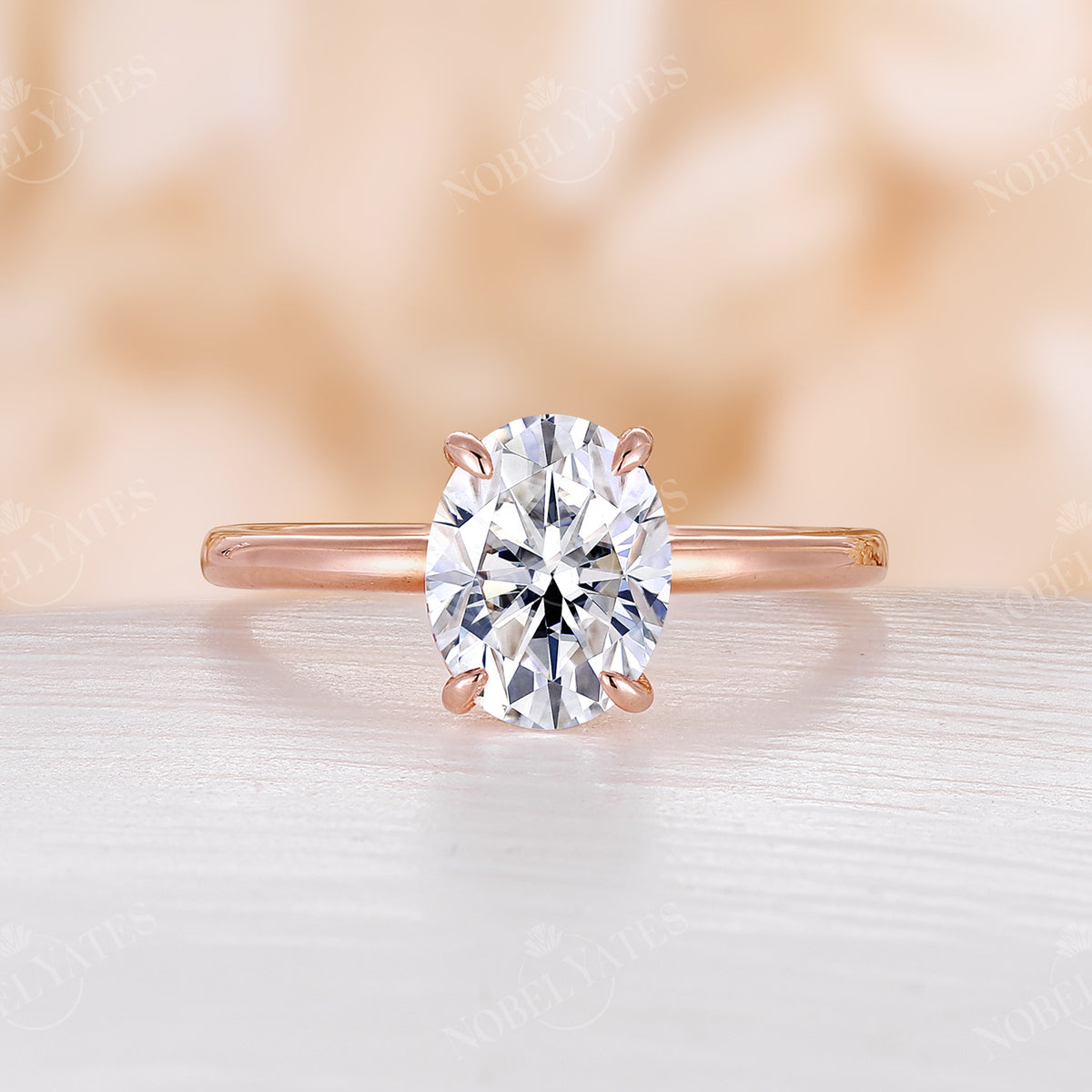 Classic Solitaire Oval Moissanite Engagement Ring Rose Gold