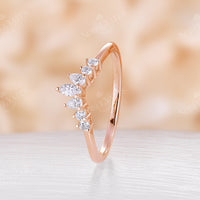 Vintage Marquise Cut Moissanite Curved Wedding Band Rose Gold