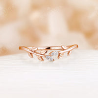 Nature Leaf Deaign Marquise Moissanite Curved Wedding Band