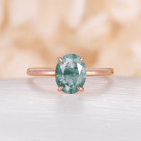 Classic Solitaire Oval White Opal Engagement Ring Rose Gold