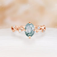 Twig & Branch Oval Moss Agate Nature Inspired Rose Gold Engagement Ring