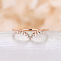 Classic Round Cut Moissanite Curved Wedding Band Rose Gold