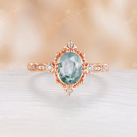 Lab Alexandrite Rose Gold Vintage Engagement Ring Milgrain Half Eternity