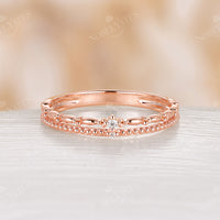 Minimalist Rose Gold Round Diamond Bead Wedding Band