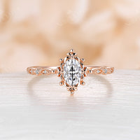 Oval Moss Agate Rose Gold Vintage Filigree Engagement Ring