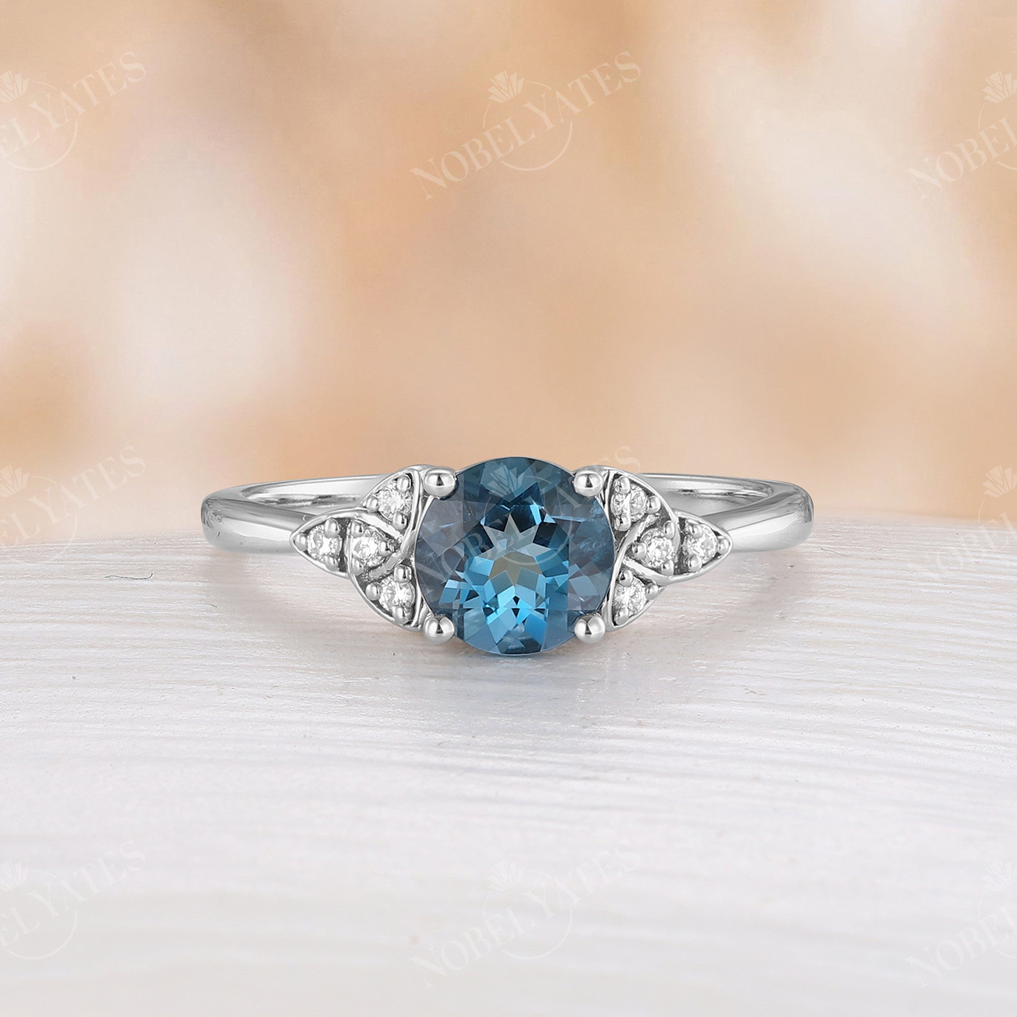 14K Solid Rose Gold Emerald Cut London Blue Topaz Celtic Ring Celtic Engagement Ring Blue Topaz hotsell Promise Wedding Ring