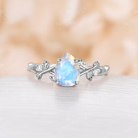 Teardrop Moonstone Nature Style Engagement Ring Pear Rose Gold