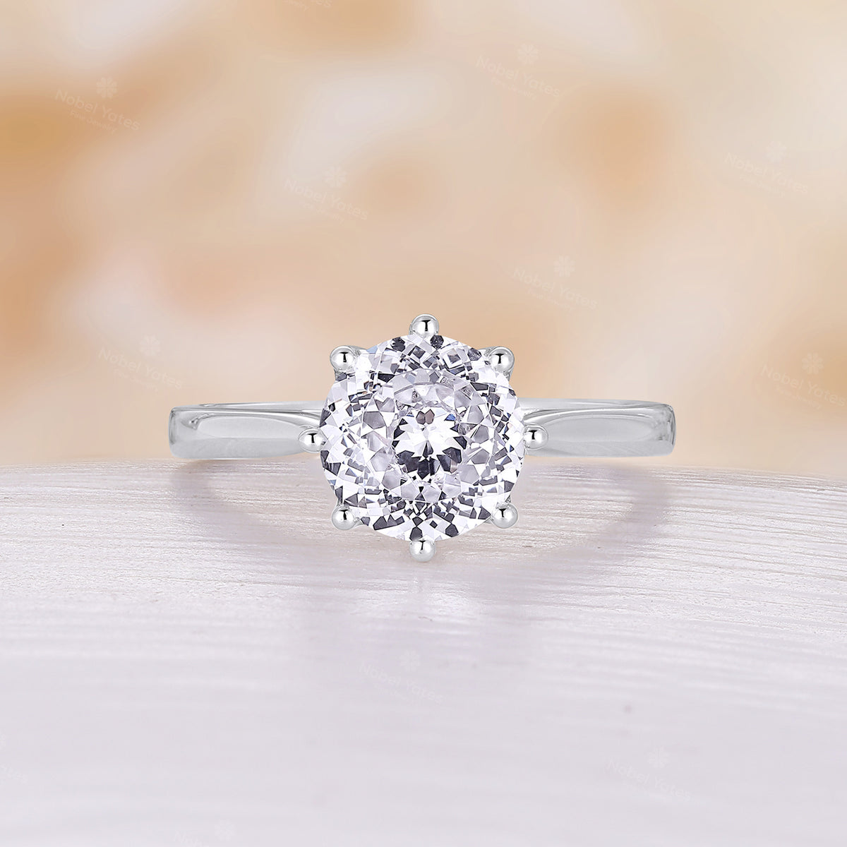 Unique Portuguese cut Round Shape Moissanite Solitaire Engagement Ring