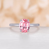 Classic Solitaire Oval White Opal Engagement Ring Rose Gold