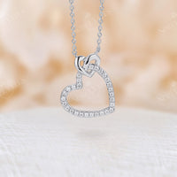 Romantic Heart Shape Pendant Moissanite Necklace Rose Gold