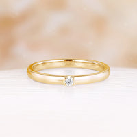 Round Moissanite Dainty Couple Ring Classic Plain Man Band Yellow Gold