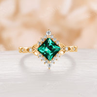 Halo Princess Lab Alexandrite Rose Gold Celtic Engagement Ring