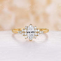 Vintage Marquise Cut Moissanite Rose Gold Cluster Engagement Ring