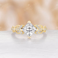 Princess Cut Moissanite Rose Gold Unique Twist Engagement Ring