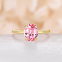 Classic Solitaire Oval White Opal Engagement Ring Rose Gold