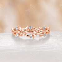 Tree Bark Diamond Branch Design Nature Wedding Band