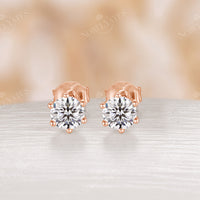 Dainty Silver Round Moissanite Simple Stud Earrings Gift