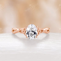 White Topaz Oval Solitaire Celtic Engagement Ring Rose Gold