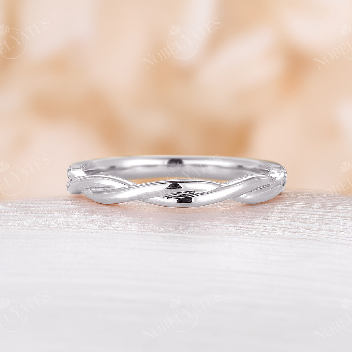 Dainty Twist Stackable Wedding Band Rose Gold